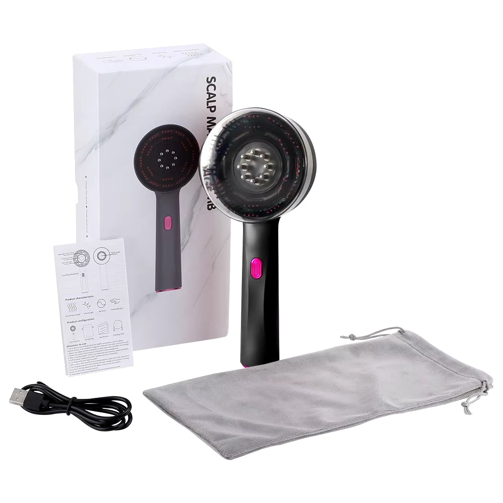 Electric Vibration Massage Comb with Hair Growth Oil Red Light Laser Therapy Scalp Liquid Applicator Brush Hair Follicle Comb