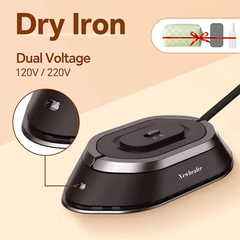 Portable Electric Iron Dual Voltage 110V/220V 30S Preheating Non-Steam Travel Mini Dry Iron for Quilting Sewing Clothes