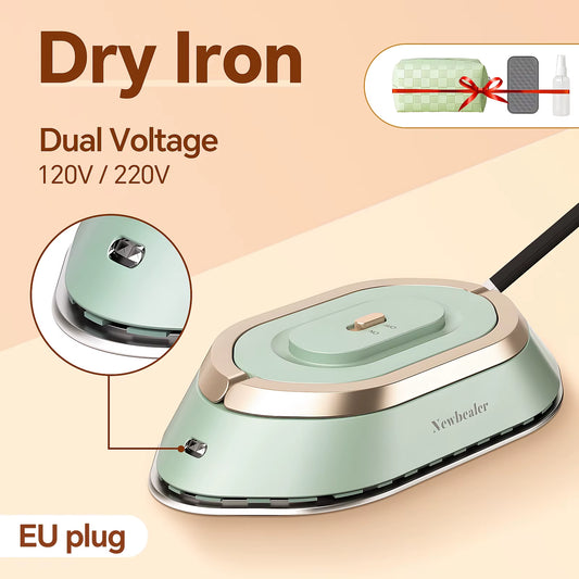 Portable Electric Iron Dual Voltage 110V/220V 30S Preheating Non-Steam Travel Mini Dry Iron for Quilting Sewing Clothes