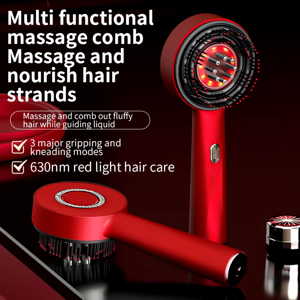 Electric Vibration Massage Comb with Hair Growth Oil Red Light Laser Therapy Scalp Liquid Applicator Brush Hair Follicle Comb